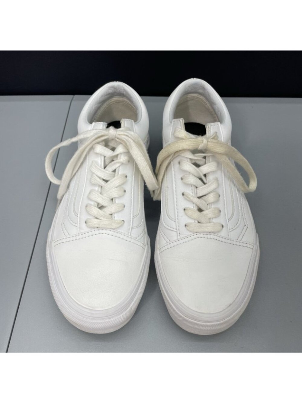 Vans Old Skool Sneakers Shoes Athletic Leather White Womens 7 - Picture 4 of 13